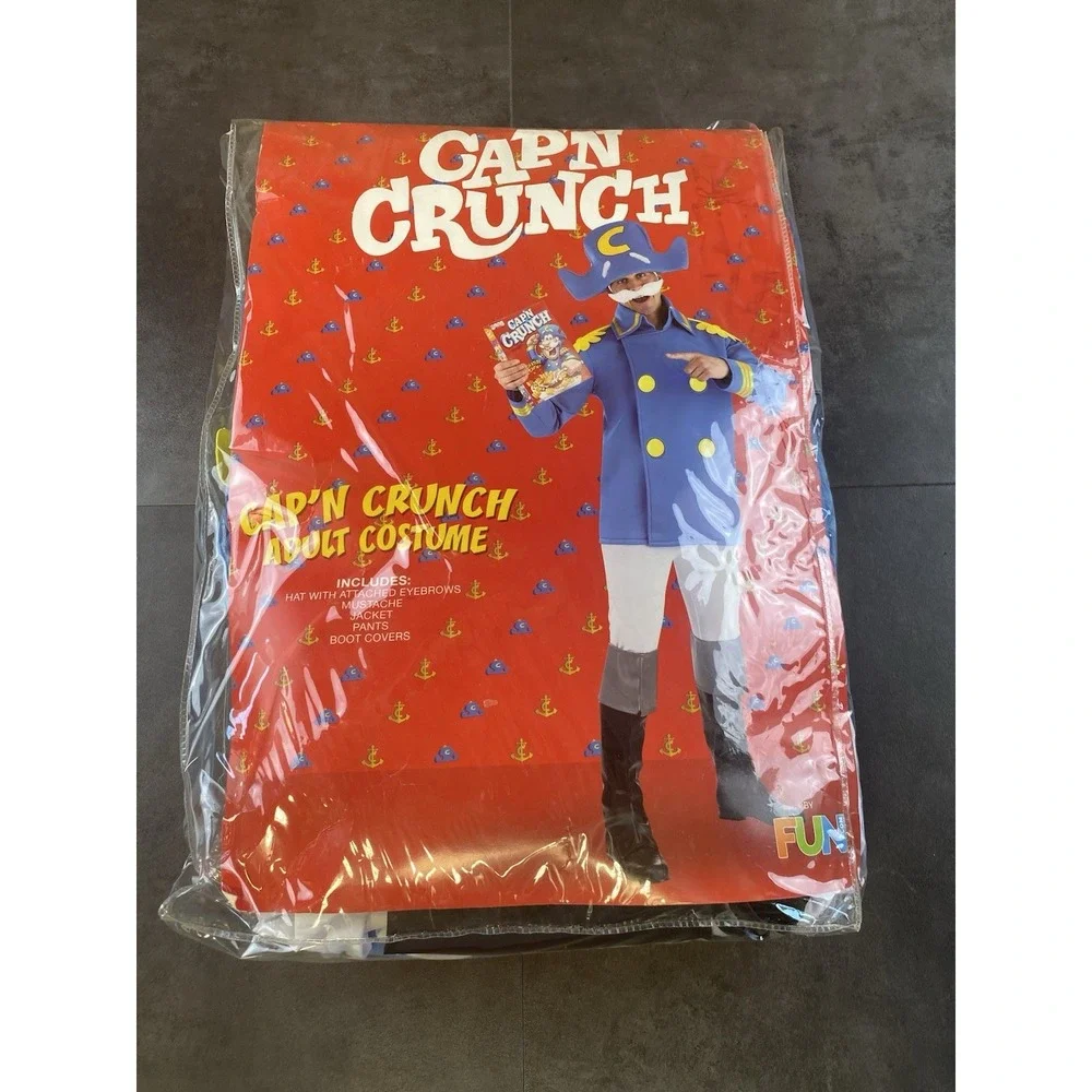 Cap'n Crunch Cereal Adult Halloween Costume Size XL-NEW in Package